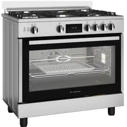 Ariston Gas Cooker, 5 Burners, Full Safety, Cast Iron Holders, Silver - ARR9 GGF 33229 XEG