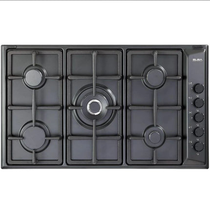 Elba Built-in Gas Hob, 5 Burners, 90CM, Enameled steel, Black - EN95-545 ANT