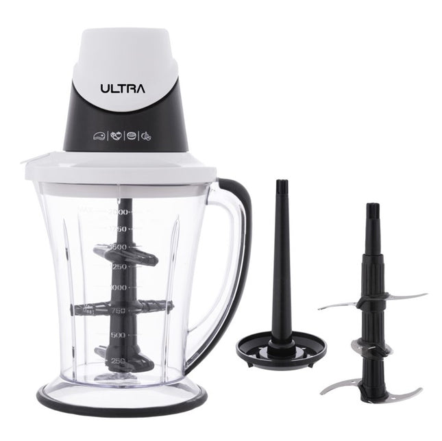 Ultra Electric Chopper with Attachments 2 Liter , 700 Watt White Black - UCH170E2