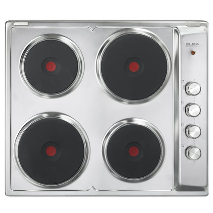 Electric Hob, 60 cm, Stainless Steel, 4 Rapid Heating Hotplates, Side Control Knobs, Fast Heating Function