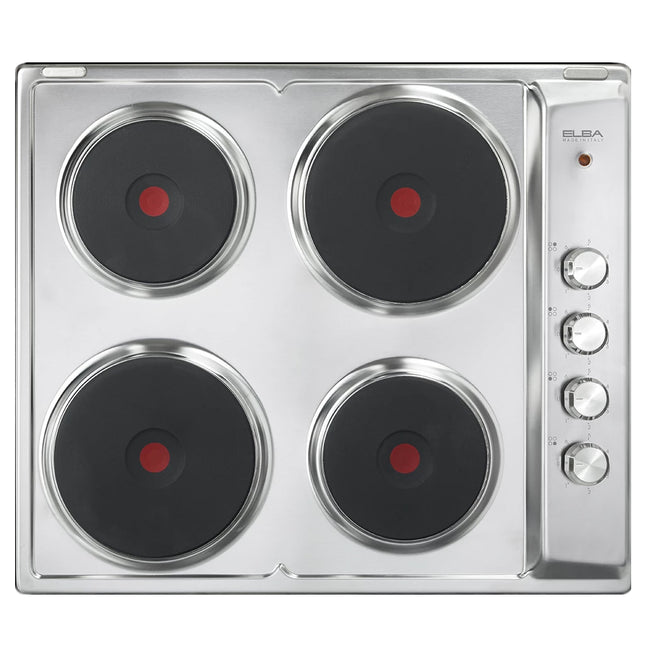 Electric Hob, 60 cm, Stainless Steel, 4 Rapid Heating Hotplates, Side Control Knobs, Fast Heating Function