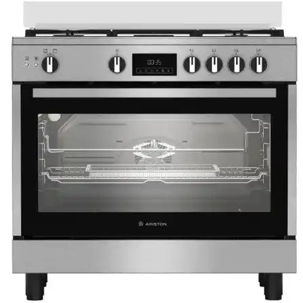 Ariston Gas Cooker, 5 Burners, Full Safety, Cast Iron Holders, Silver - ARR9 GGF 33229 XEG