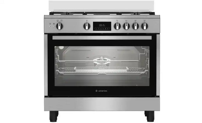 Ariston Gas Cooker, 5 Burners, Full Safety, Cast Iron Holders, Silver - ARR9 GGF 33229 XEG