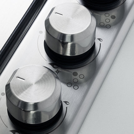 Gas Hob, 90 cm, Stainless Steel, 5 Burners, Double Flame Burner, Front Control Knobs, Cast Iron Pan Supports, Full Safety System, Automatic Ignition