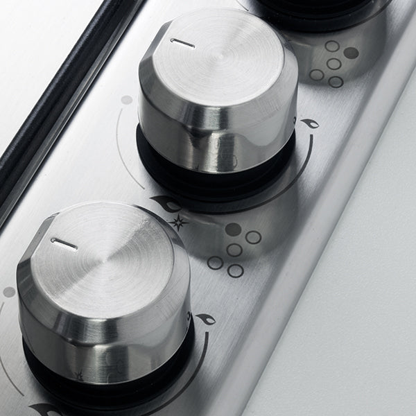 Gas Hob, 90 cm, Stainless Steel, 5 Burners, Double Flame Burner, Front Control Knobs, Cast Iron Pan Supports, Full Safety System, Automatic Ignition
