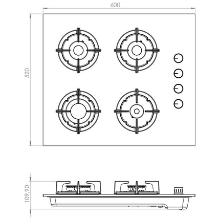 C6-40BTF-Magic Glass – 60cm Built-in Hob