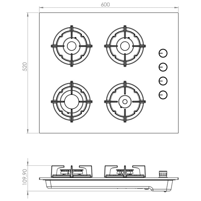 C6-40BTF-Magic Glass – 60cm Built-in Hob