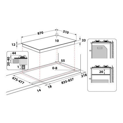 Ariston gas hob 6 gas burners - PHN 962 TS/IX/A